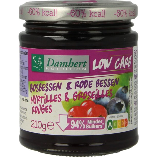 Damhert Confituur bosbes/rode bes low carb (210 Gram)