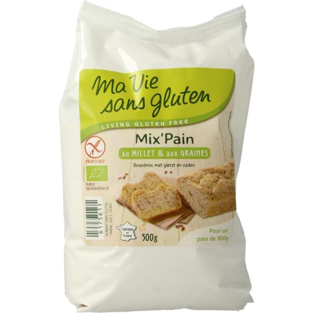 Ma Vie Sans Broodmeel met gierst en zaden glutenvrij bio (500 Gram)