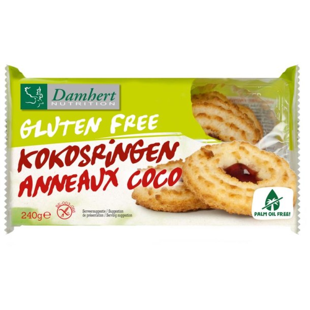 Damhert Kokosringen fruitvulling glutenvrij (240 Gram)