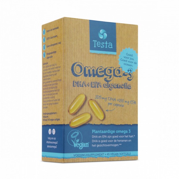 Testa Omega 3 algenolie 325mg DHA + 150mg EPA vegan (45 Softgels)