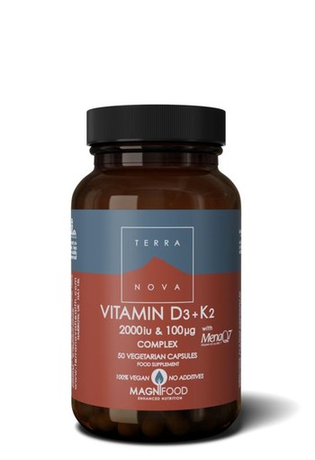 Terranova Vitamine D3 2000IU met K2 100mcg complex (50 Vegetarische capsules)