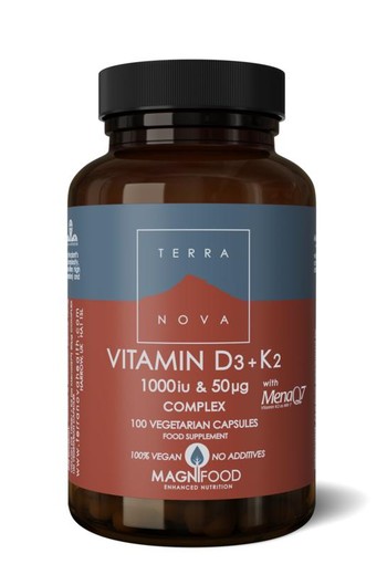 Terranova Vitamine D3 1000IU met K2 50mcg complex (100 Vegetarische capsules)