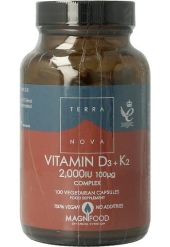 Terranova Vitamine D3 2000IU met K2 100mcg complex (100 Vegetarische capsules)