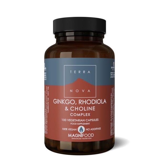Terranova Ginkgo, rhodiola & choline complex (100 Vegetarische capsules)
