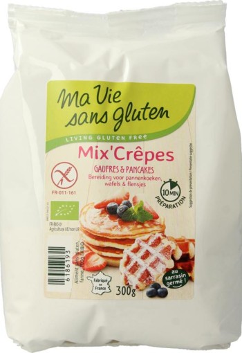 Ma Vie Sans Pannenkoeken wafels en flensjes mix glutenvrij bio (300 Gram)