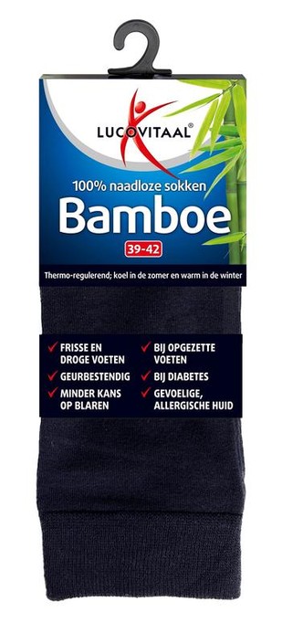 Lucovitaal Bamboe sok lang blauw 39-42 (1 paar)