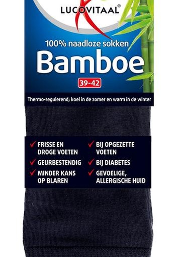 Lucovitaal Bamboe sok lang blauw 39-42 (1 paar)