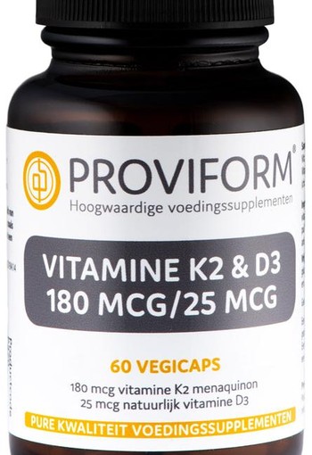 Proviform Vitamine K2 180mcg & D3 25mcg (60 Vegetarische capsules)