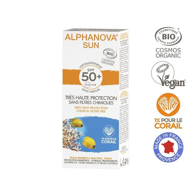 Alphanova Sun Sun creme bij zonne allergie en waterproof SPF50 (50 Gram)