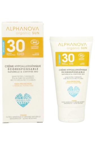 Alphanova Sun Sun creme bij zonne allergie en waterproof SPF30 (50 Gram)