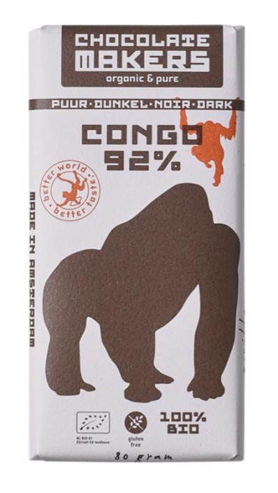 Chocolatemakers Gorilla extra puur 92% bio (80 Gram)