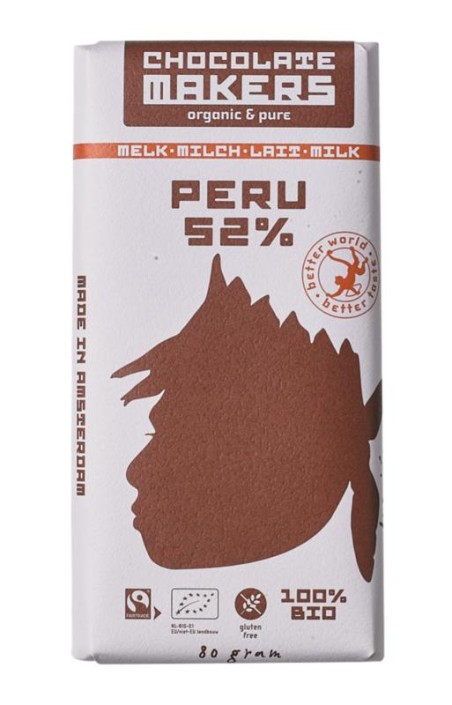 Chocolatemakers Awajun 52% donkere melk fairtrade bio (80 Gram)