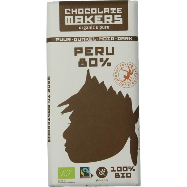 Chocolatemakers Awajun 80% puur fairtrade bio (80 Gram)