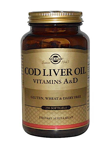 Solgar Cod Liver Oil (Levertraan, Vitamine A & D) (250 softgels)