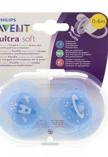 Avent Fopspeen flexifit soft jongen 0-6 maanden (2 stuks)