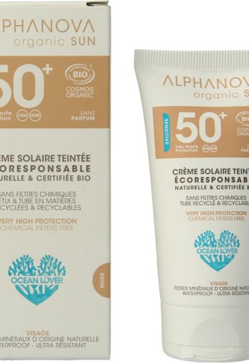 Alphanova Sun Sun getinte zonnebrand tegen zonne allergie SPF50 (50 Gram)