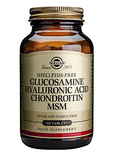Solgar Glucosamine Hyaluronic Acid Chondroitin MSM (60 tabletten) leverbaar vanaf april 2022. reserveer nu!