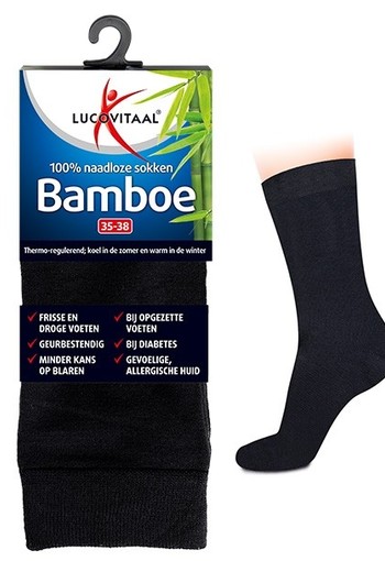 Lucovitaal Bamboe sok lang zwart 47-50 (1 paar)