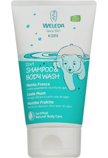 Weleda Kids 2-in-1 shampoo & bodywash coole munt (150 Milliliter)