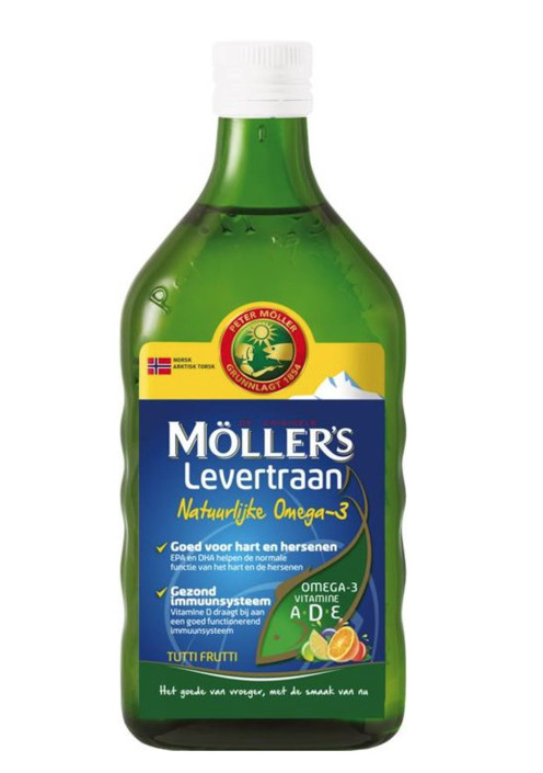 Mollers Omega-3 levertraan tutti frutti (250 Milliliter)