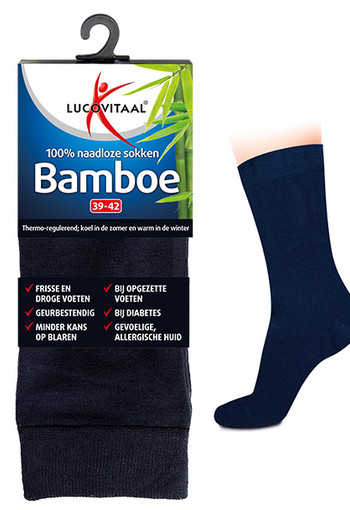 Lucovitaal Bamboe sok lang blauw 35-38 (1 paar)