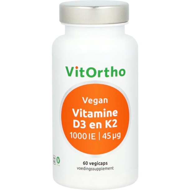 Vitortho Vitamine D3 1000IE K2 45mcg vegan (60 Vegetarische capsules)