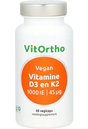 Vitortho Vitamine D3 1000IE K2 45mcg vegan (60 Vegetarische capsules)