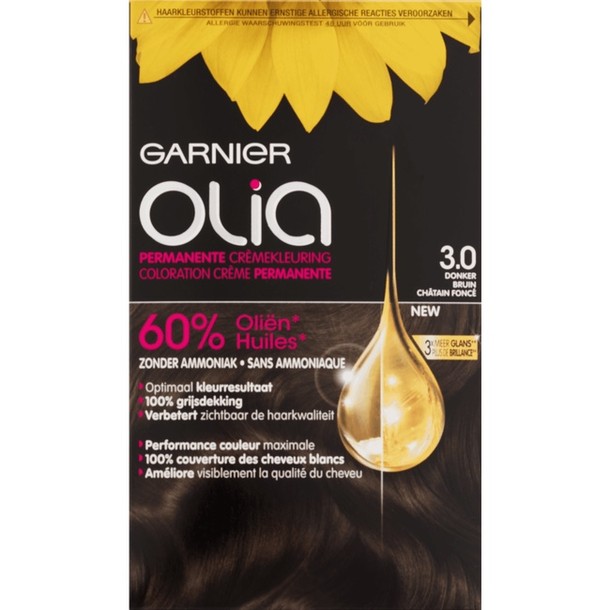 Garnier Olia Permanente Crèmekleuring 3.0 Donkerbruin 