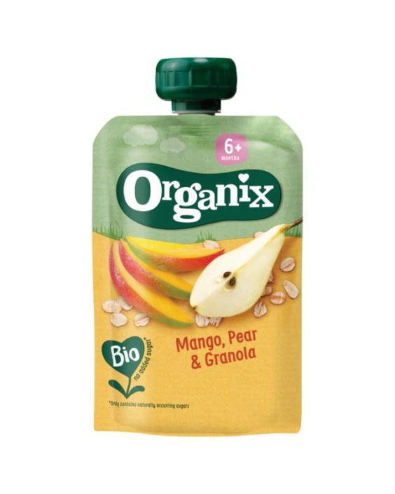 Organix Knijpfruit mango, peer & granola 6+ mnd bio (100 Gram)