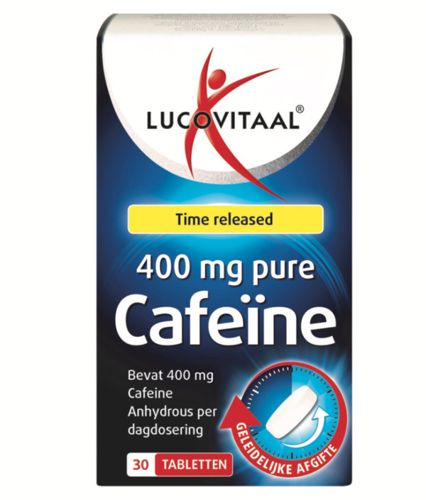 Lucovitaal Pure cafeine 30 tabletten. Tijdelijk uitverkocht, reserveer nu!