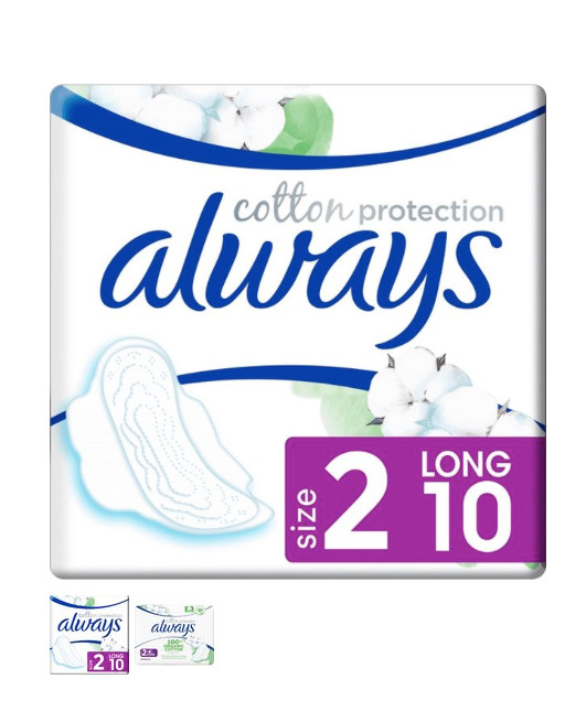 Always Cotton Protection Ultra Maandverband Met Vleugels Long 10 stuks