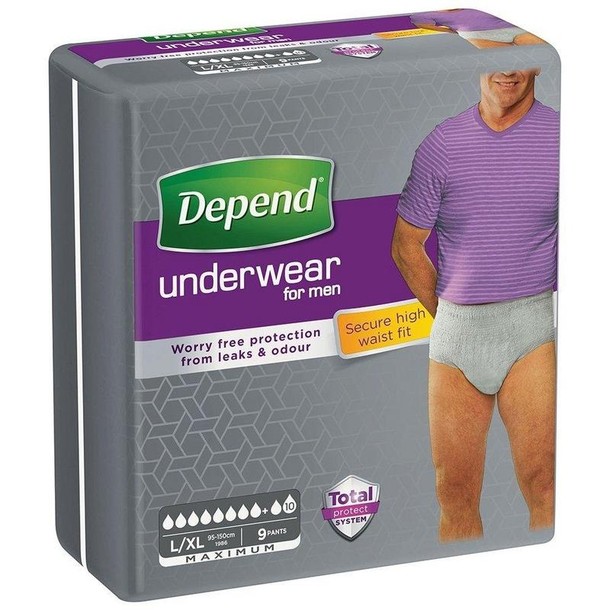 Depend Pants men max maat L/XL 1986 (9 Stuks)