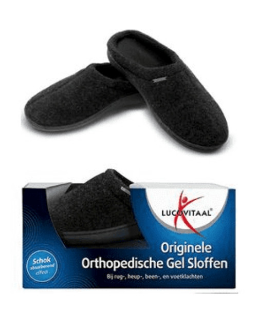 Lucovitaal Orthopedische gel sloffen zwart maat 44-45 (1 Paar)