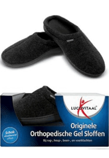 Lucovitaal Orthopedische gel sloffen zwart maat 44-45 (1 Paar)