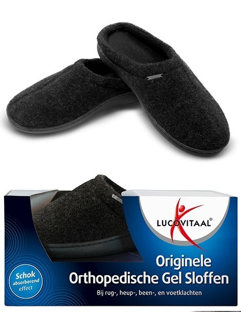 Lucovitaal Orthopedische gel sloffen zwart 38-39 (1 paar)