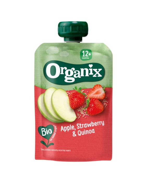 Organix Knijpfruit appel, aardbei & quinoa 12 maanden bio (100 Gram)