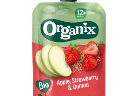 Organix Knijpfruit appel, aardbei & quinoa 12 maanden bio 100 Gram
