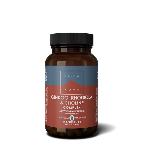 Terranova Ginkgo, rhodiola & choline complex (50 Vegetarische capsules)