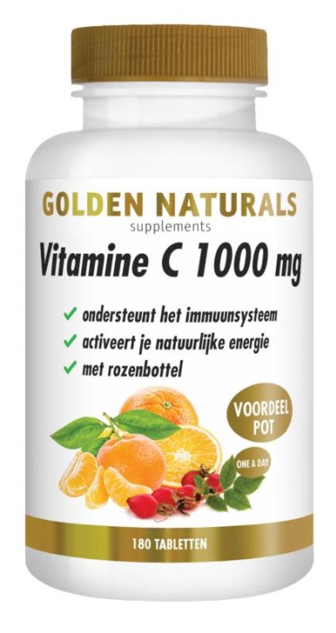 Golden Naturals Vitamine C 1000mg met rozenbottel (180 Tabletten)