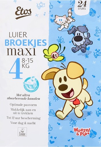 De nieuwe Etos Luier! Maat 4 Maxi broekjes Pak 24 stuks