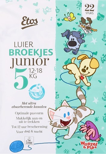 De nieuwe Etos Luier! Maat 5 Broekjes Pak 22 stuks