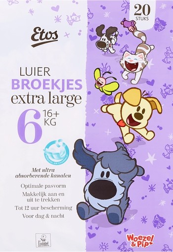 De nieuwe Etos Luier! Maat 6 Broekjes Pak 20 stuks