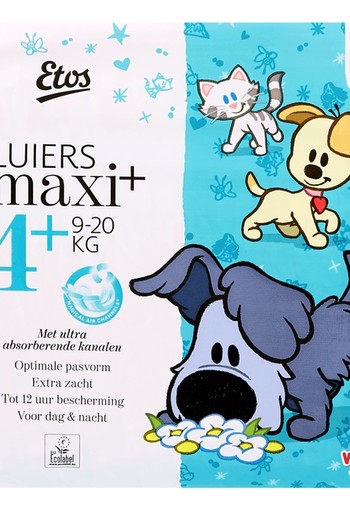 De nieuwe Etos Luier! Maat 4+ Maxi Plus: 9 tot 20 kg Pak 31 stuks