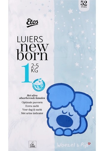 Etos Lui­ers maat 1 (new­born) 2-5 kg 52 stuks