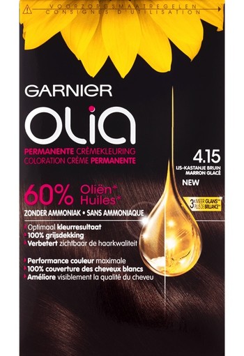Garnier Olia Permanente Crèmekleuring 4.15 IJs-Kastanjebruin | iced chocolate (1 set)