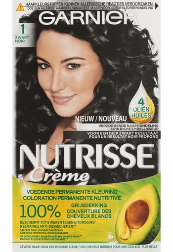 Garnier Nutrisse Crème Voedende Permanente Kleuring 1 Zwart-120ml