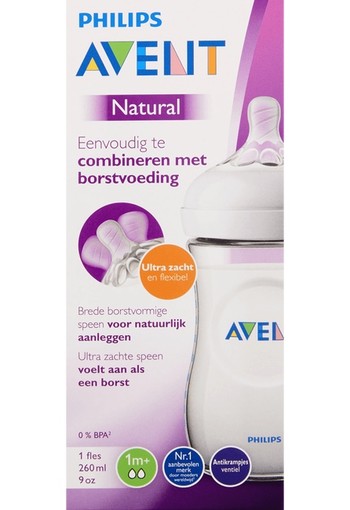 Avent Zuigfles natural 260 ml incl speen (1 stuks)