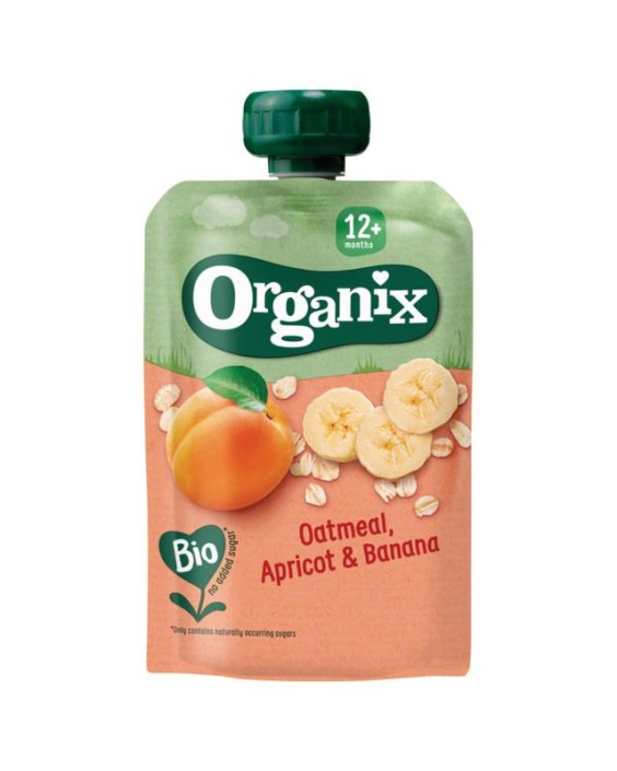 Organix Knijpfruit havermout, abrikoos, banaan 12M+ bio (100 Gram)