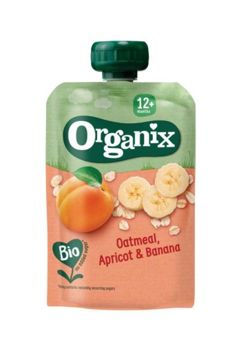 Organix Knijpfruit havermout, abrikoos, banaan 12M+ bio (100 Gram)