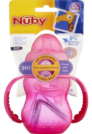 Nuby Trainingsfles met Antilekspeen en Antilektuit 0+ Maanden 240 ml